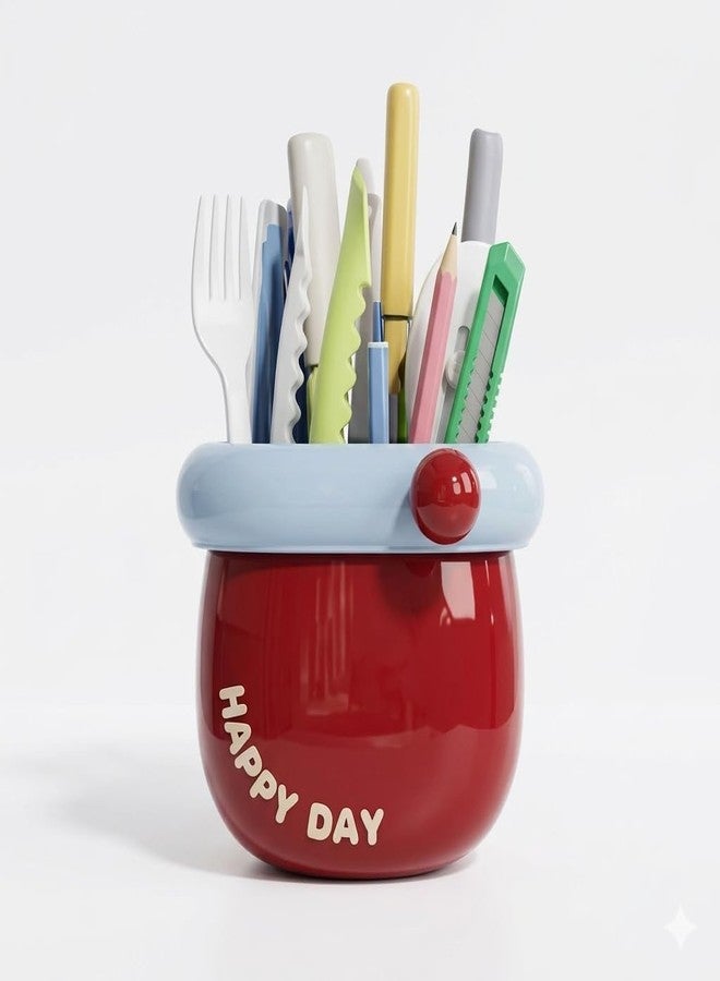 vivacity Wall-Mounted Storage Organizer Box | Multifunctional Pen Holder with Button Clip | Cute Desktop Organizer for Study Table, Bedside & Entrance Door | Multicolor Pack of 1 - Image 1