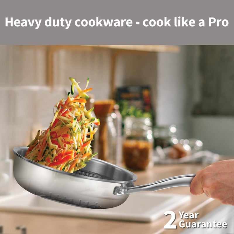 Hawkins Hawkins Pro 18 cm Shielded Nonstick Triply Frying Pan, Fry Pan with Stainless Steel Handle and Glass Lid, Silver (PSNF18G) - Image 2