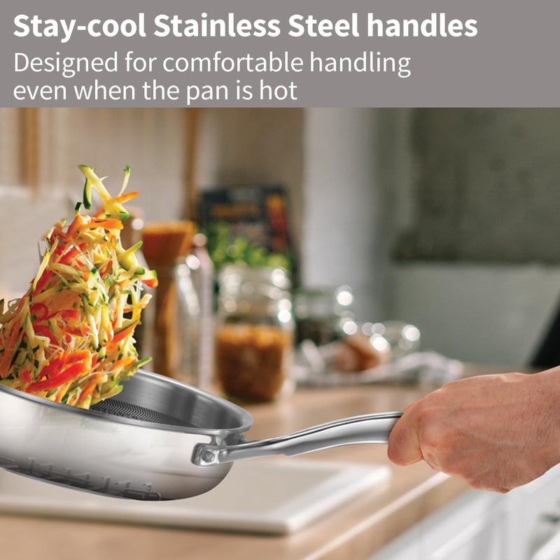 Hawkins Hawkins Pro 18 cm Shielded Nonstick Triply Frying Pan, Fry Pan with Stainless Steel Handle and Glass Lid, Silver (PSNF18G) - Image 4