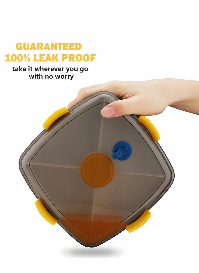 SYOSI - Salad Lunch Box Container Double Layer Bento Box With Cutlery And Sauce Container 40 Oz Salad Bowl With 5 Compartment Bento Style Tray Leak Proof Lunch Box For Food Snack Salad Home Office (Blue) - Image 1