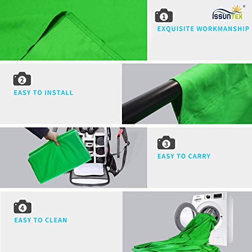ISSUNTEX 5X7 ft Background Muslin Backdrop, Photo Studio, Collapsible High Density Screen for Video Photography and Television-Green - Image 4