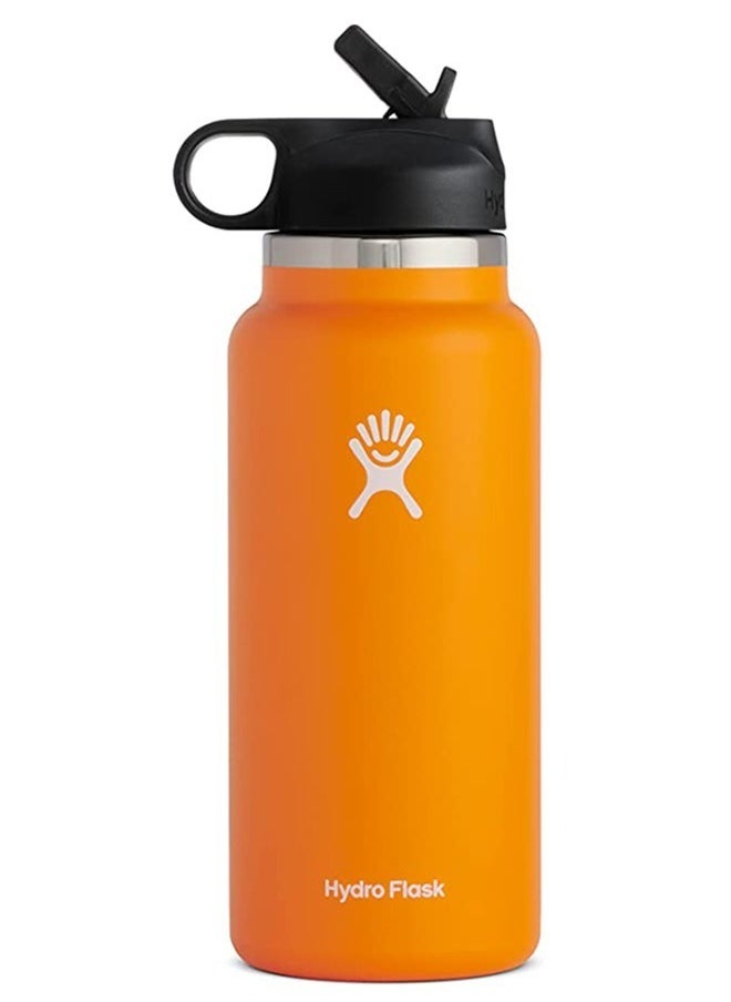 Hydro Flask - 32 oz Wide Mouth with Straw Lid Stainless Steel Reusable Water Bottle Clementine - Vacuum Insulated, Dishwasher Safe, BPA-Free, Non-Toxic - Image 1