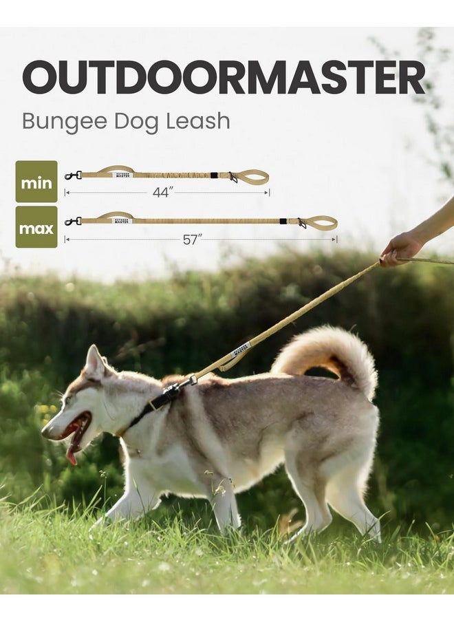 OutdoorMaster OutdoorMaster Bungee Dog Leash, Heavy Duty Dog Leash with Shock Absorption, 2 Padded Handles Training Leash, Improved Dog Safety and Comfort - Khaki Upgraded, 4 FT  - Image 3