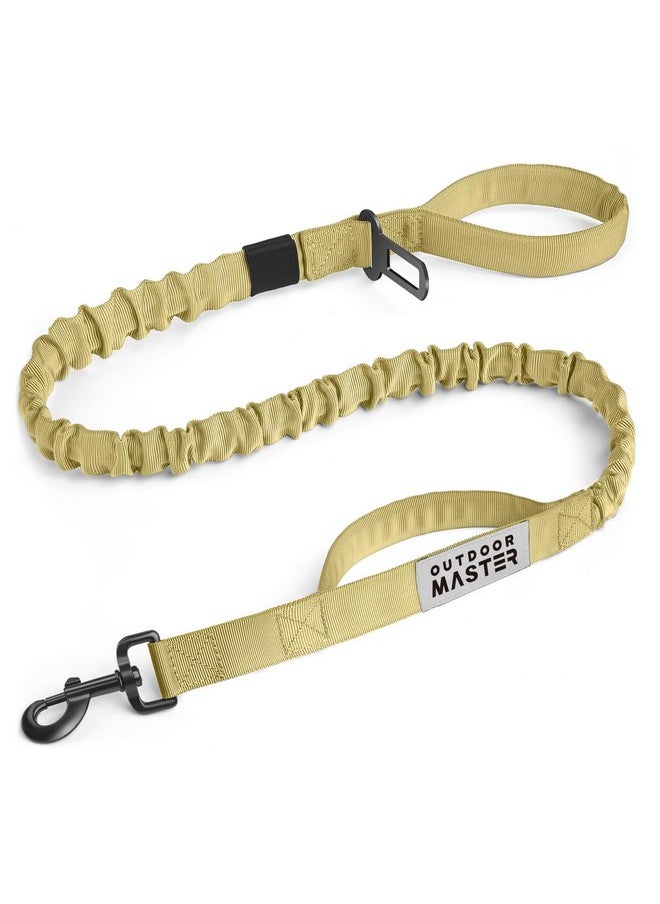 OutdoorMaster OutdoorMaster Bungee Dog Leash, Heavy Duty Dog Leash with Shock Absorption, 2 Padded Handles Training Leash, Improved Dog Safety and Comfort - Khaki Upgraded, 4 FT  - Image 1