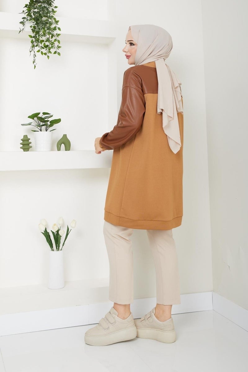 Doque Women's Tunic Hijab Seasonal Leather Combined 61023  - Image 5
