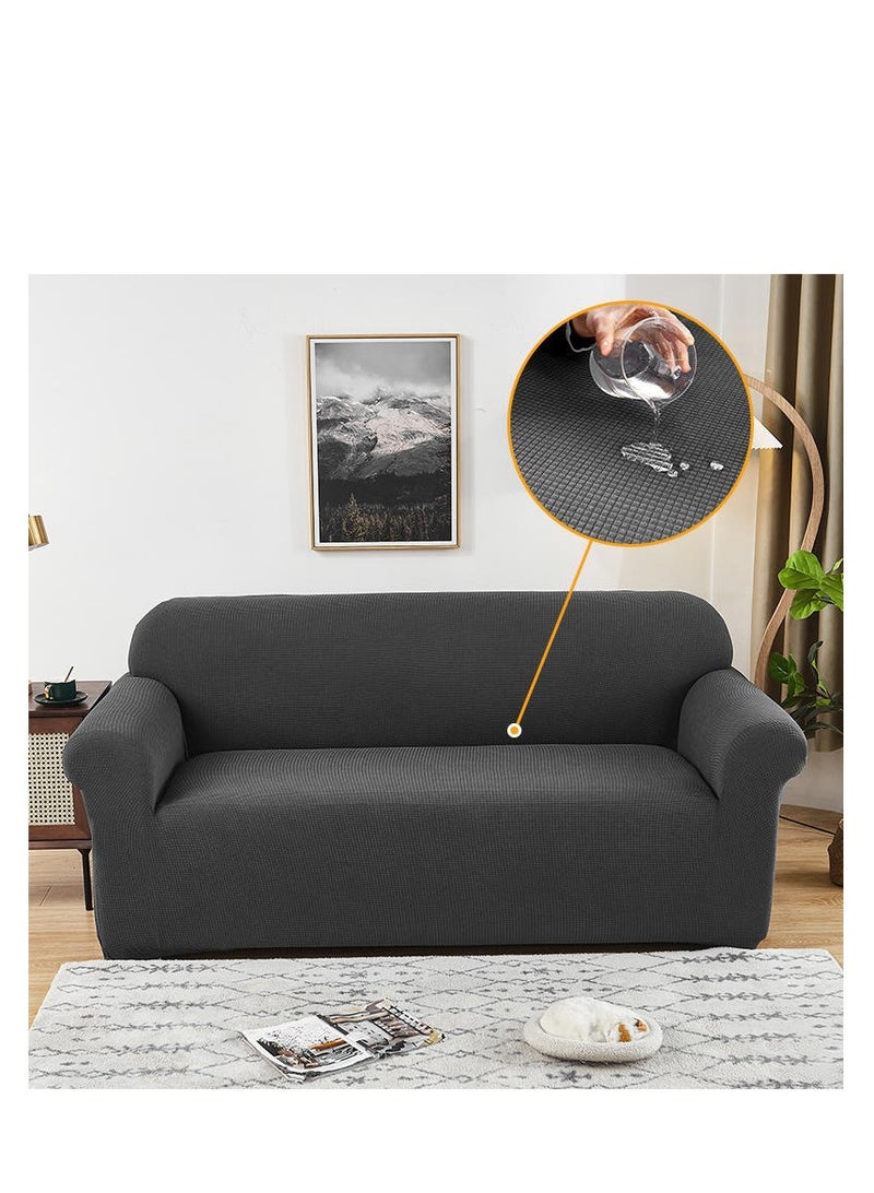 Elastic Full-Cover Sofa Slipcover, Solid Color Water-Resistant Sofa Protector 4-Seater Dustproof Cover - Image 1