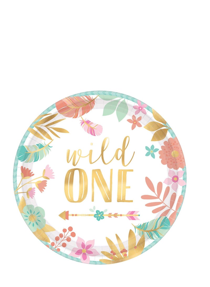 Amscan 1st Birthday Boho Girl Premium Tableware Party Supplies Includes Plates, Cups, Cutlery, Napkins, Tablecover, Birthday Candle and Banner for 8 Guests - Image 2