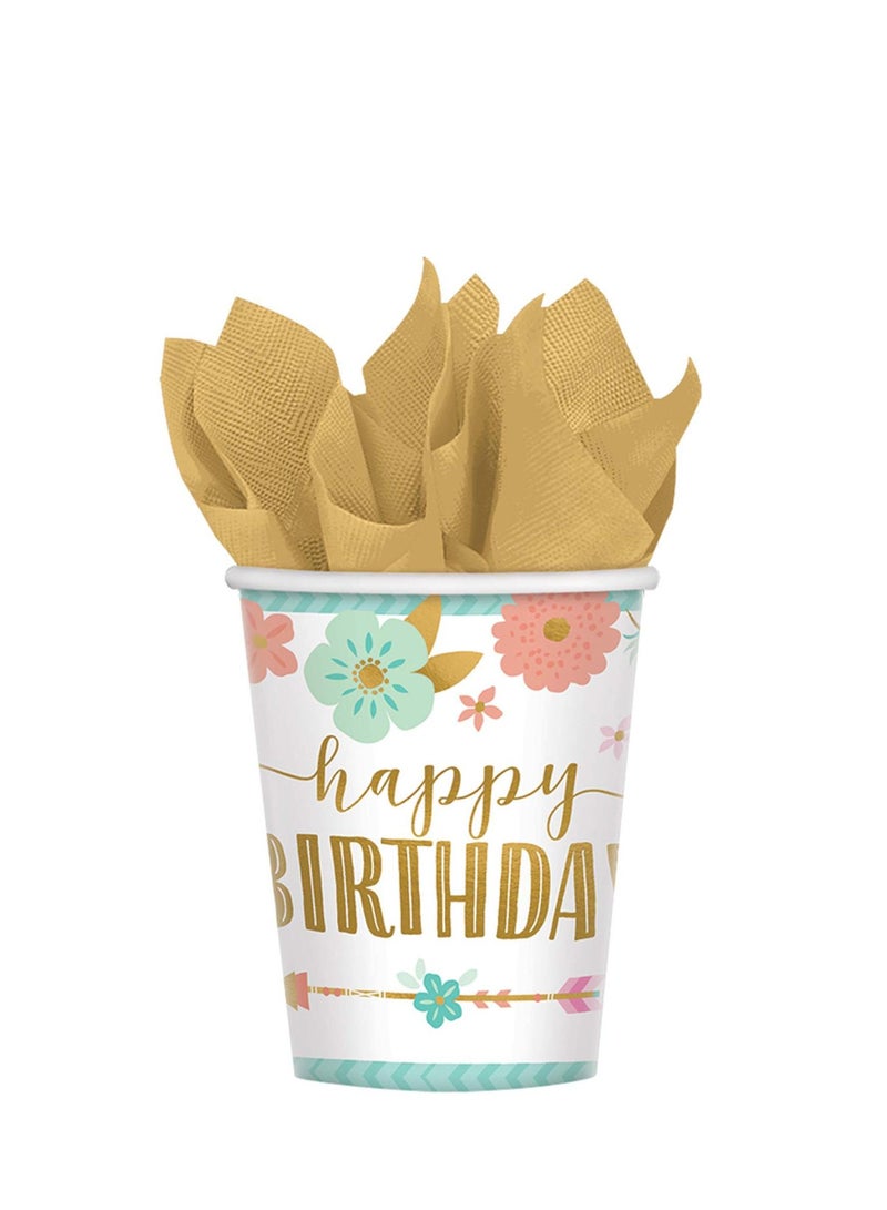 Amscan 1st Birthday Boho Girl Premium Tableware Party Supplies Includes Plates, Cups, Cutlery, Napkins, Tablecover, Birthday Candle and Banner for 8 Guests - Image 4