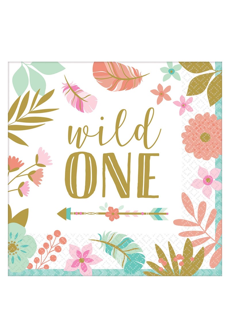 Amscan 1st Birthday Boho Girl Premium Tableware Party Supplies Includes Plates, Cups, Cutlery, Napkins, Tablecover, Birthday Candle and Banner for 8 Guests - Image 3