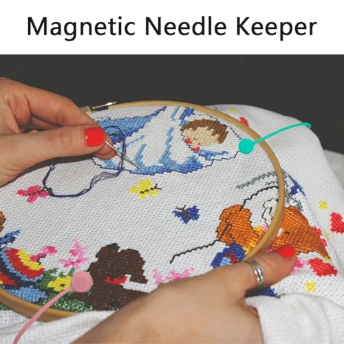 MAGNEECH 4 pcs Needle Minders Magnetic Cross Stitch Fabric Clips, Macron Color Magnetic Needle Minder, Perfect Cross-Stitch Embroidery and Needlework Accessories, Ideal Gift for Craft Enthusiasts - Image 4