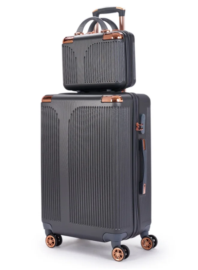 ليمرا طقم شنط سفر مكون من 4 حقائب أمتعة بتصميم فاخر خفيفة الوزن و متعددة الاحجام بمقاسات 28-24-20-12 بوصة لون رمادي غامق