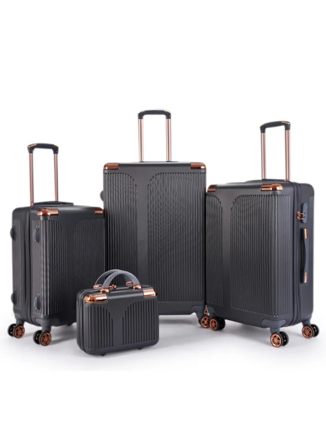 ليمرا طقم شنط سفر مكون من 4 حقائب أمتعة بتصميم فاخر خفيفة الوزن و متعددة الاحجام بمقاسات 28-24-20-12 بوصة لون رمادي غامق