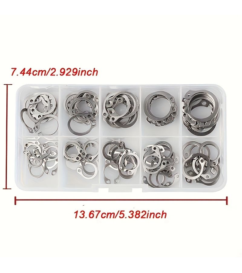 Set Of 100Pcs 304 Stainless Steel M8 To M18Mm Shaft C Type Retaining Rings For Bearing Clips And Washers - Image 2