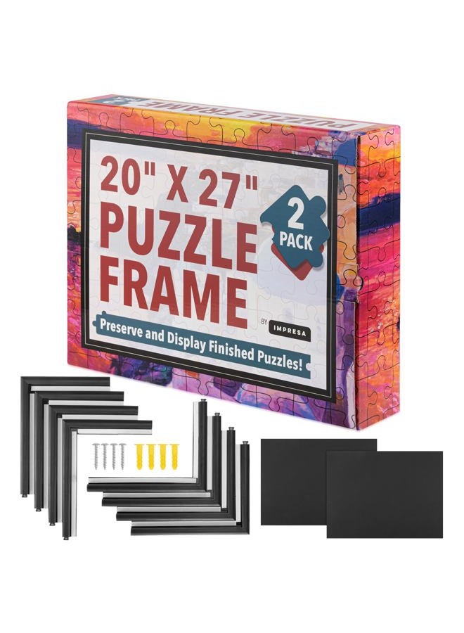 IMPRESA [2 Pack] Puzzle Frame Kit to Display Your Puzzles - Easy to Assemble Frames for Puzzles - Puzzle Mounting Kit w/Black Jigsaw Puzzle Frames & Screws - Puzzle Picture Frames - Puzzle Frame 20x27 - Image 1