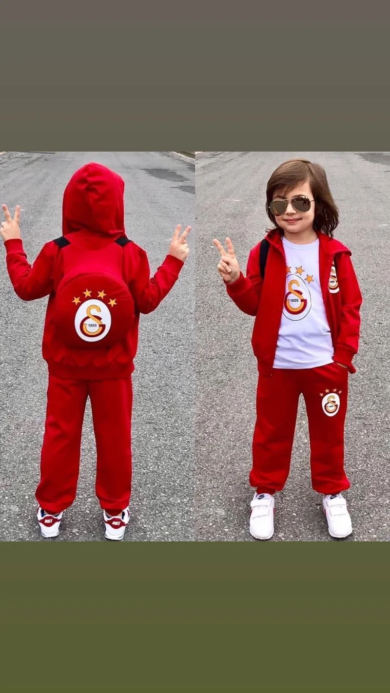 مافي بونجوك كيدز Blue Boncuk Kids Tracksuit Set Red with Fan Bag