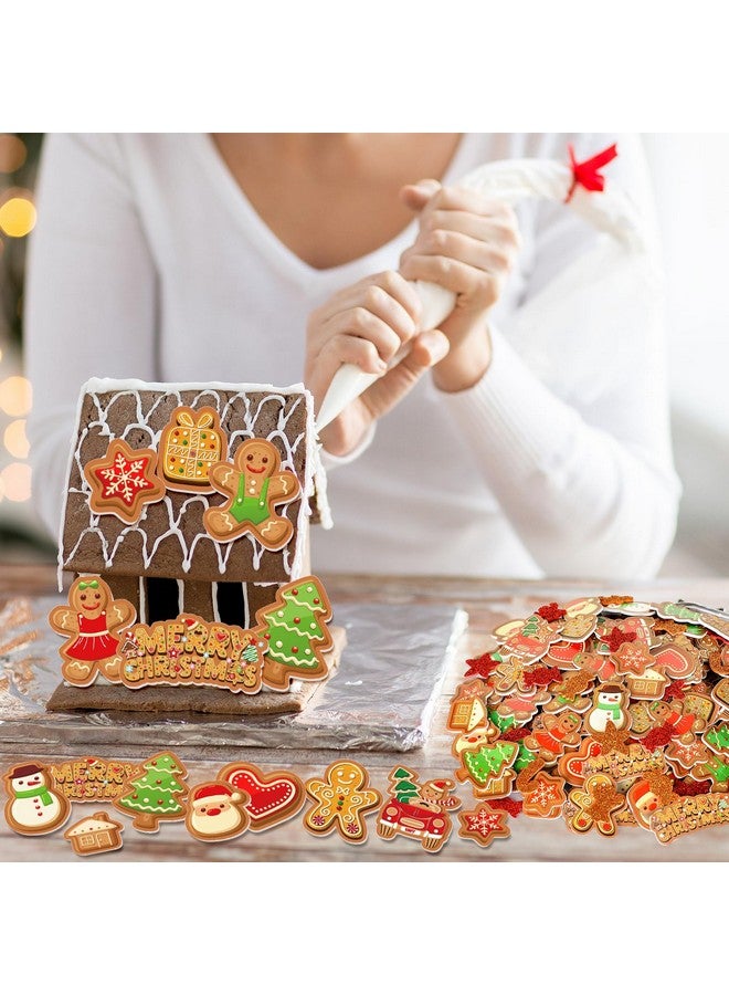 Whaline Christmas Foam Stickers Assorted Xmas Gingerbread Man Foam Decals Cartoon Glitter Adhesive Sticker Decor for School Craft Winter Party Favor Supplies, 400Pcs - Image 4