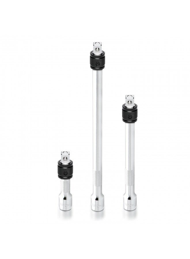 Neiko NEIKO 00295A 3/8" Drive Locking Extension Bar Set, 3 Piece, 3", 6", 10", Remove Sockets and Sparkplugs, Cr-V, Silver  - Image 1
