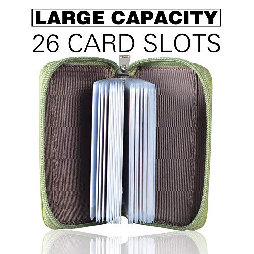 Easyoulife Genuine Leather Credit Card Holder Zipper Wallet With 26 Card Slots (Green) - Image 3