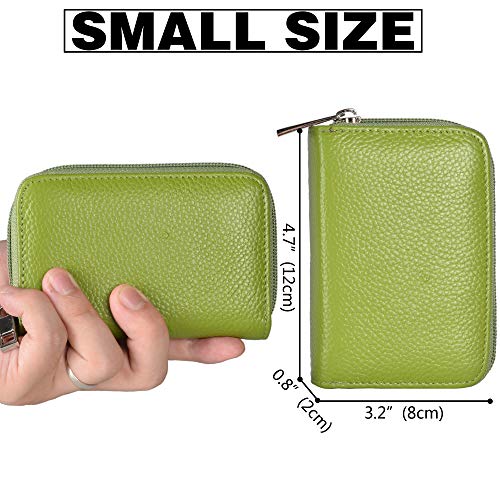 Easyoulife Genuine Leather Credit Card Holder Zipper Wallet With 26 Card Slots (Green) - Image 4