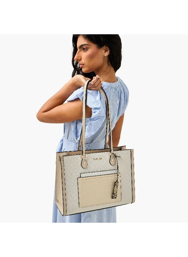 Charlotte Reid Charlotte Reid-Tote Bag W/gold-tone hardwarechain-detailed straps & front croc-textured panel-Beige-Q3-SS26