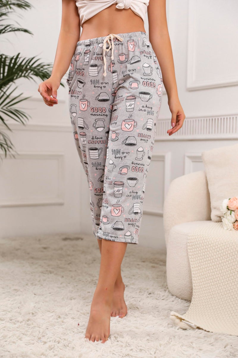 PNAEONG 3 Pack Womens Pajama Pants Cotton Capri Pajama bottoms Drawstring Pj Bottoms Sleep Lounge Pants with Pockets Large - Image 3
