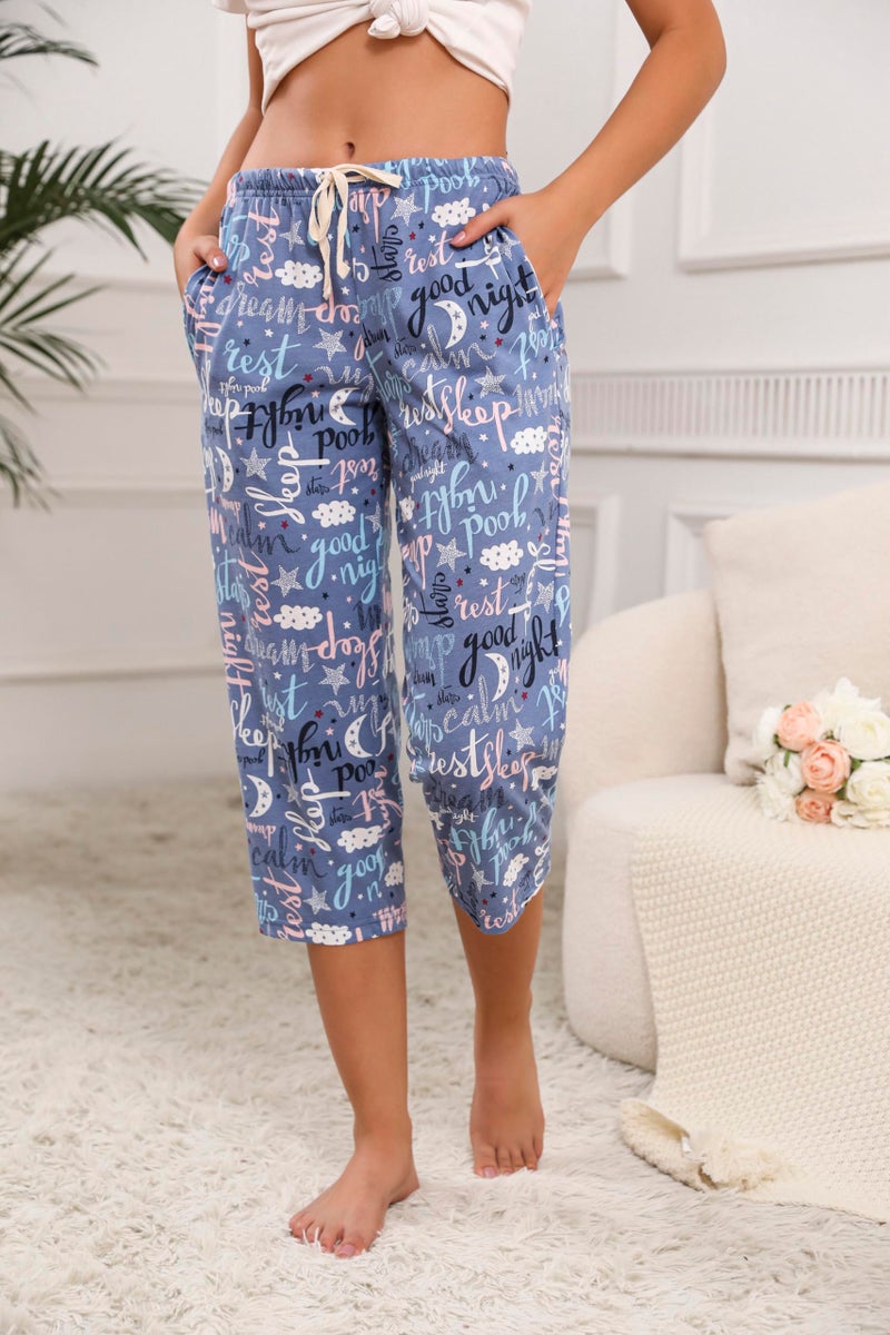 PNAEONG 3 Pack Womens Pajama Pants Cotton Capri Pajama bottoms Drawstring Pj Bottoms Sleep Lounge Pants with Pockets Large - Image 2