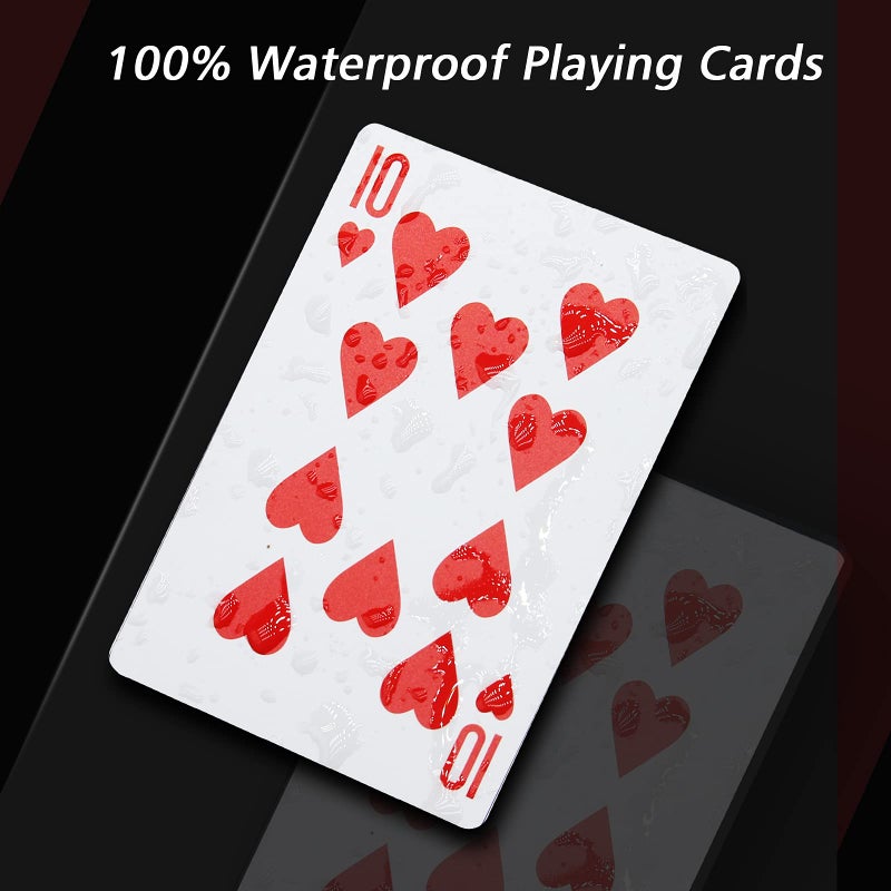 INTEGEAR Playing Cards 2 Decks Waterproof Plastic Poker Cards for Texas Holdem Poker Go Fish and More Card Games Standard Index 2.5" x 3.5" - Image 4