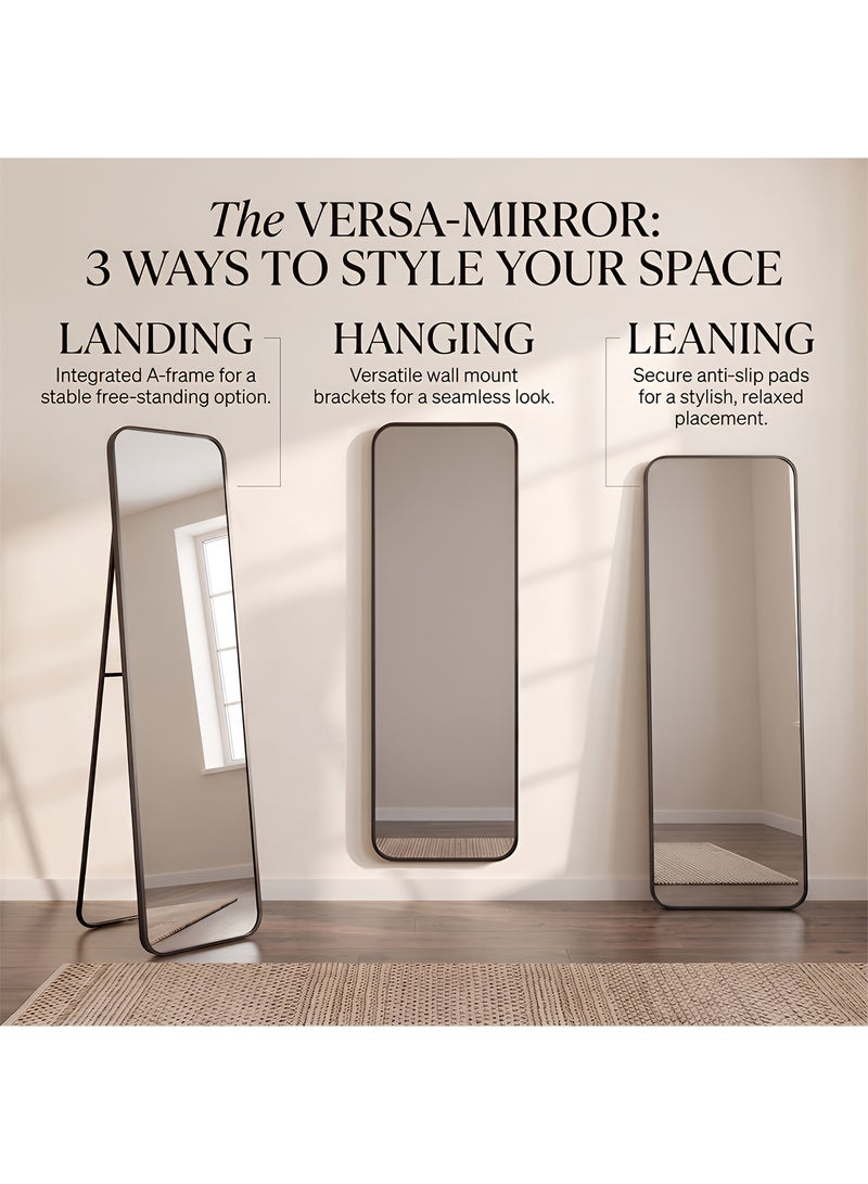 Taimi Rectangular Mirror 120x30cm with Rounded Edges, Full Length Mirror with Stand and Metal Frame, Floor Mirror, Wall Mirror Hanging or Tilt for Living Room, Bedroom, Entryway Black - Image 2