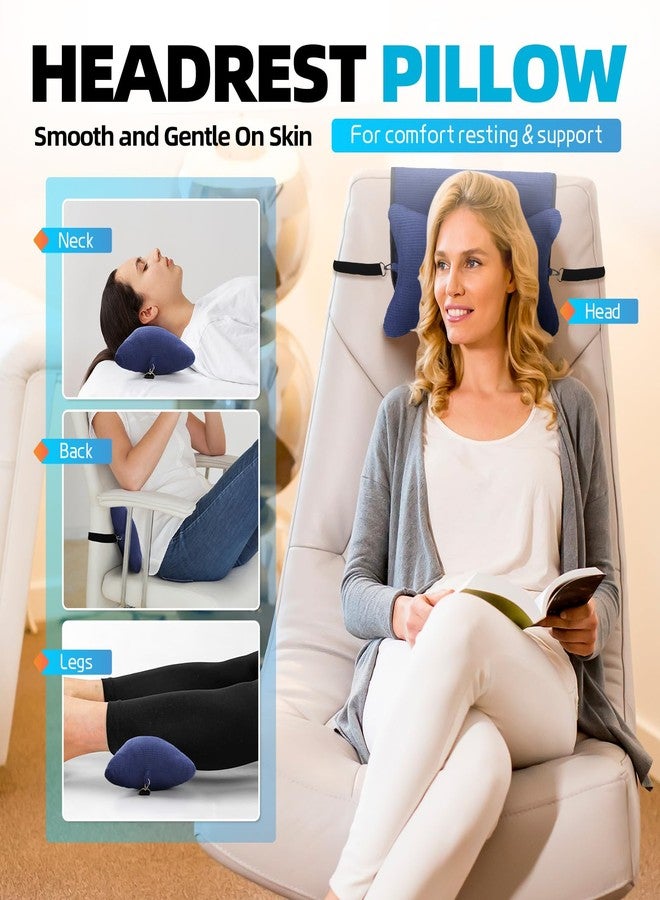 okmaba Recliner Head and Neck Support Pillow, Sofa Chair Headrest Cushion, Anti-Slip Design for Neck Pain Relief on Sofa, Car Seat, Travel (Navy-Corn) - Image 2