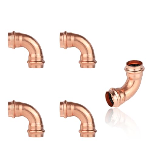 EFIELD Pack of 5 EFIELD 1 x 1 Copper Press Fit 90 Degree Elbow Fittings For Copper Tube ConnectionPRESS033 - Image 1