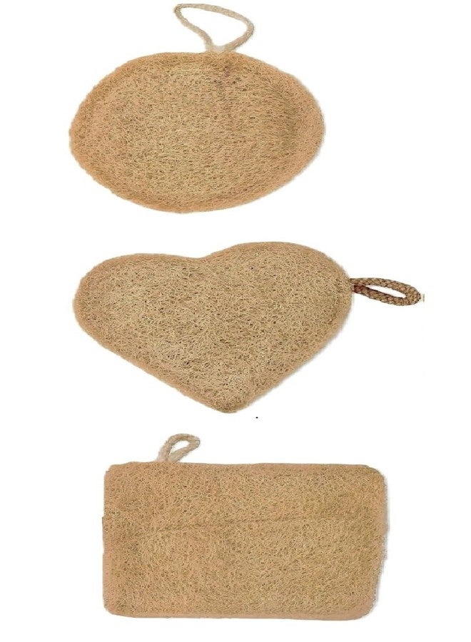 DEVIT™ Natural Resusable Sun-Dried Loofah Bath Sponge (Pack of 3) | Exfoliating Body Scrubber for Men & Women | Biodegradable & Eco-Friendly | Organic Luffa Scrubber | Double sided - Image 1