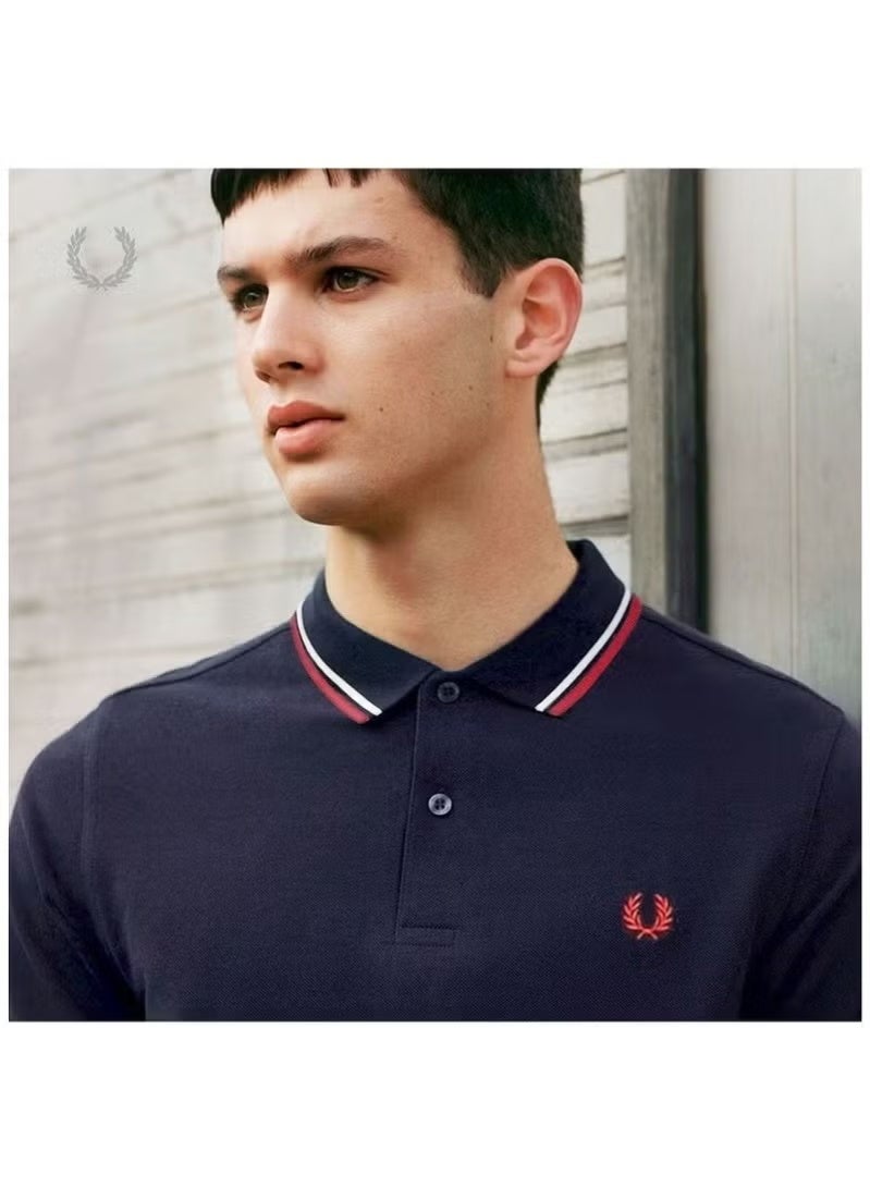 FRED PERRY Essential Logo Printed Polo Shirt Twin Tipped Shirt Classic Style and Comfortable Fit S - Image 2