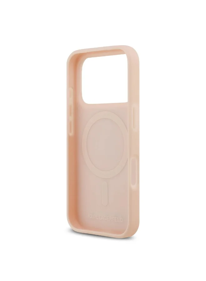Karl Lagerfeld iPhone 17 Pro Max MagSafe Case / PU Leather Back Cover With Initial Deboosed Logo / Pink