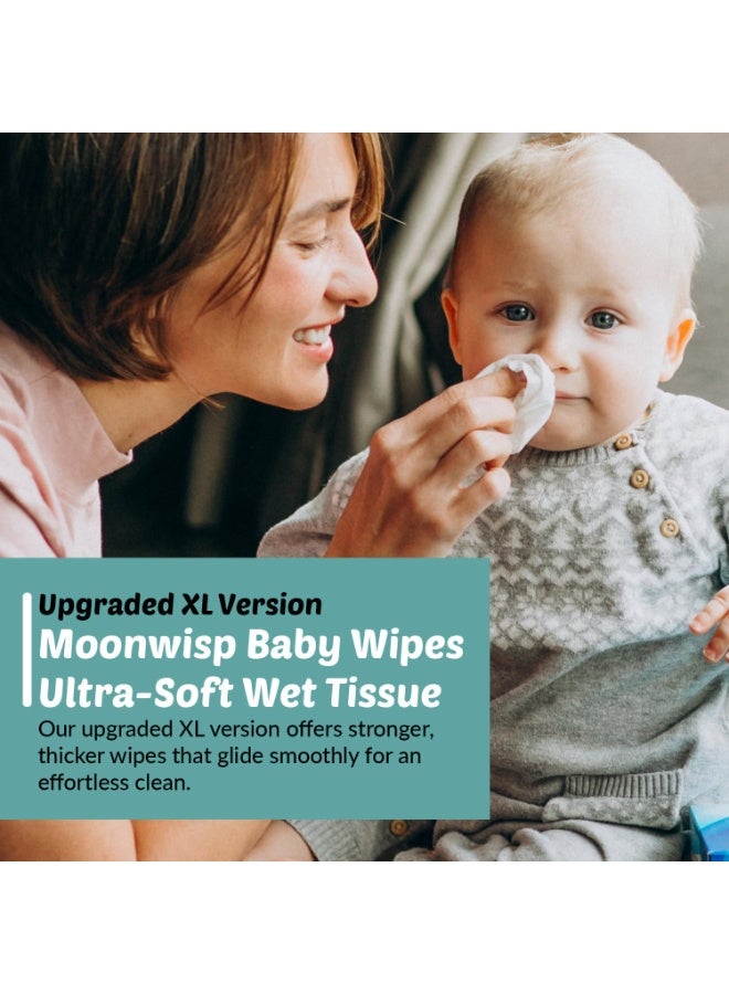 Moonwisp Baby Wipes [Upgraded XL Version] – Thicker, Premium Water-Based Wipes - Unscented, Alcohol-Free for Baby & All-Purpose Cleaning - Ultra-Soft Wet Tissue (Pack of 10-800 Count) - Image 2