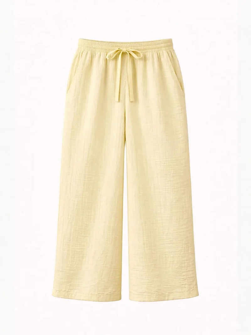 MixRay Mixray High Waist Textured Muslin Fabric Pants