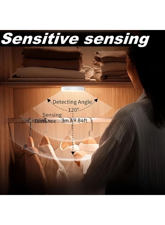 4 Pcs USB Rechargeable White LED Motion Sensor Wall Lights for Stairs Bedroom Living Room Home Indoor Energy Saving - Image 2