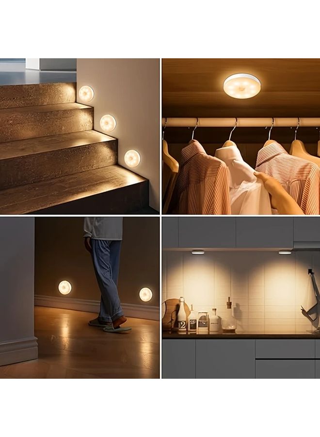 4 Pcs USB Rechargeable White LED Motion Sensor Wall Lights for Stairs Bedroom Living Room Home Indoor Energy Saving - Image 5