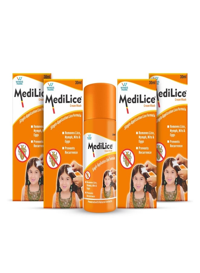 Medilice Cream Wash Single Application Head Lice Formula | Removes Nits, Eggs & Larvae | Prevents Recurrence | Trusted Indian Brand Since 1998 (Pack of 4) - Image 1