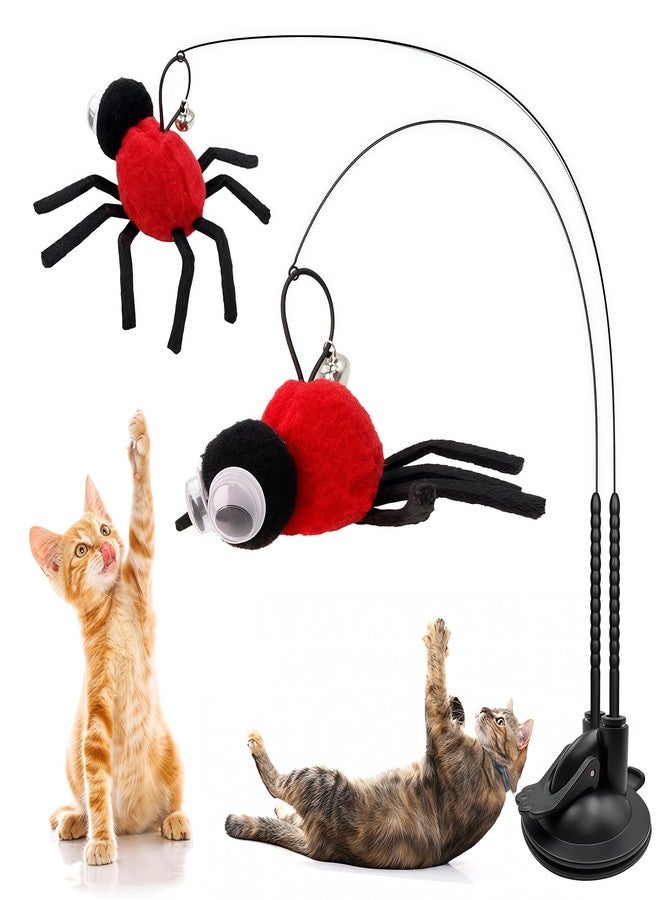 Walfront Cat Wand Toy with Replaceable Red Spider Head, Interactive Insect & Feather Teaser Wand for Indoor Cats and Kittens, Ideal for Self-Play or Handheld Bonding, Stimulates Hunting Instincts, Exercise - Image 1