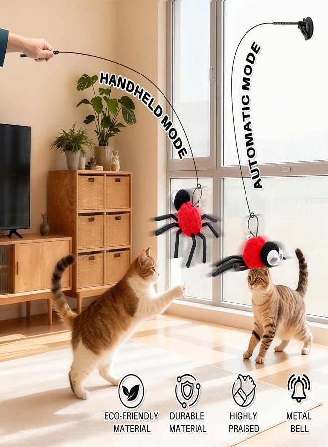 Walfront Cat Wand Toy with Replaceable Red Spider Head, Interactive Insect & Feather Teaser Wand for Indoor Cats and Kittens, Ideal for Self-Play or Handheld Bonding, Stimulates Hunting Instincts, Exercise - Image 2
