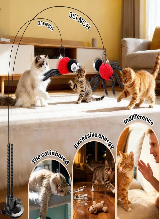 Walfront Cat Wand Toy with Replaceable Red Spider Head, Interactive Insect & Feather Teaser Wand for Indoor Cats and Kittens, Ideal for Self-Play or Handheld Bonding, Stimulates Hunting Instincts, Exercise - Image 3