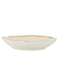 Alsaif Gallery Deep White Circular Porcelain Dish With A Large Golden Line  - Image 3