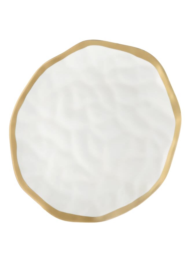 Alsaif Gallery Deep White Circular Porcelain Dish With A Large Golden Line  - Image 2