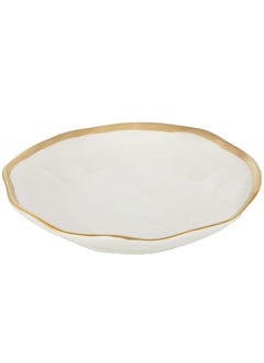 Alsaif Gallery Deep White Circular Porcelain Dish With A Large Golden Line  - Image 4