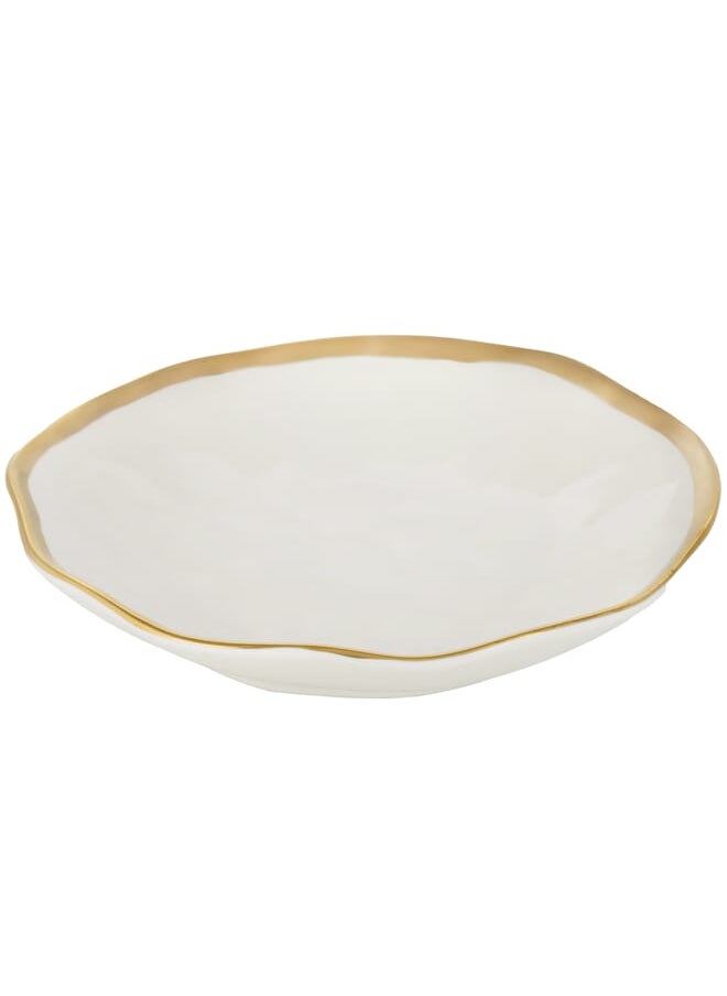 Alsaif Gallery Deep White Circular Porcelain Dish With A Large Golden Line  - Image 4