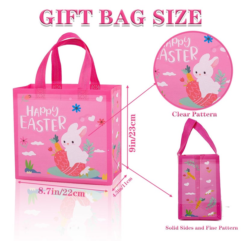 Jaywayang 4Pack Easter Non-woven Bags with Handle, Happy Easter Gift Bags for Kids, Reusable Goodie Bags, Rabbit Bunny Treat Bags, Party Supplies. - Image 2