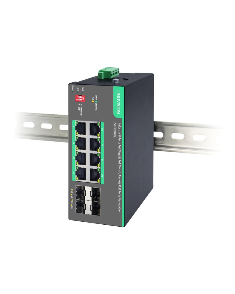 LINOVISION Industrial 8 Ports Remote Cloud Managed PoE Switch with 4 SFP Uplinks Full Gigabit PoE Switch IEEE8023afat PoE Budget 180W Support Remote PoE Ports Manageable - Image 2