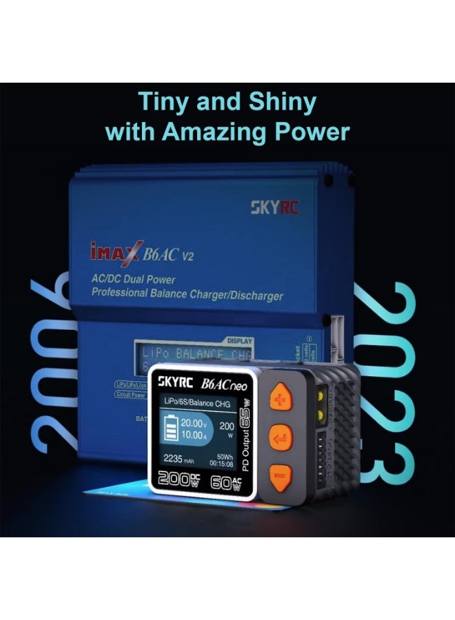 SKYRC 2023 Updated B6AC Neo Balance Charger 200W DC / 60W AC. Tiny Smart Charger for RC Battery. Compatible with LiPo/Life/LiIon/LiHV Battery(1-6s) /NiMH/NiCd (1-15s) Batteries - Image 4