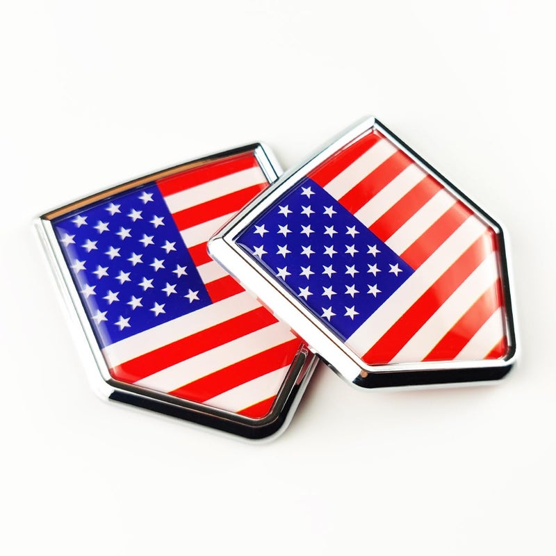 Newperlite US American Flag Decal Sticker Car Emblem USA Flag Car Decoration Accessories Chrome Shield for Truck Vehicles Cars 2 Pack - Image 3