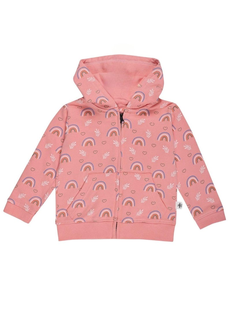 The Mom Store Winter Zipper Jackets for Kids | Cute Regular Sweatshirt and Cool Hoodies for Boys and Girls | Cotton Blushed Fleece | Hoodie Cap | Rainbow Land | 6-7Y - Image 1